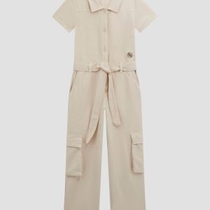 Twill Cargo Jumpsuit (7-16) - Neutral
