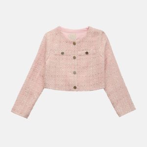 Cropped Tweed Jacket (8-16) - Pink