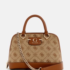 Neda Jacquard Logo Dome Satchel - Brown