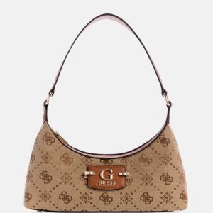 Neda Jacquard Logo Shoulder Bag - Brown