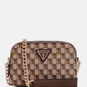 Signature Faux-Leather Camera Crossbody - Brown