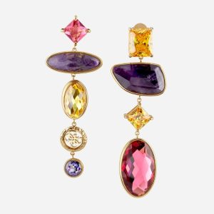 Gold-Tone Colored Stone Drop Earrings - MultipleColors
