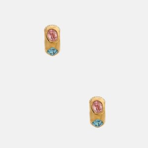 Gold-Tone Multicolor Crystal Huggie Hoop Earrings - MultipleColors