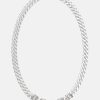 Silver-Tone Letter Logo Chain Necklace - Silver