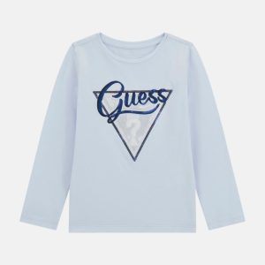 Eco Sequin Logo Long-Sleeve Tee (3M-7) - Blue