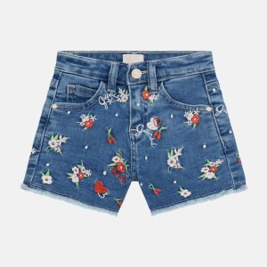 Embroidered Denim Shorts (3M-7) - Blue