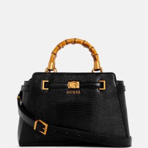 Sibel Bamboo Handle Satchel - Black