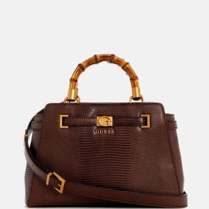 Sibel Bamboo Handle Satchel - Brown