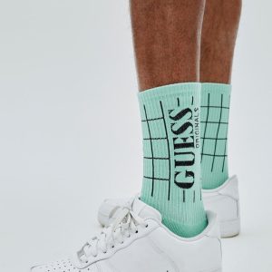 GUESS Originals Grid Crew Socks - Green