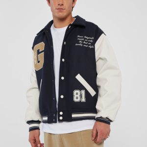 GUESS Originals Ivan Wool-Blend Letterman Jacket - Blue