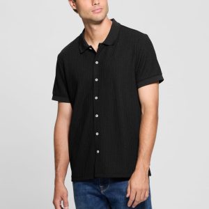 Pointelle Knit Shirt - Black
