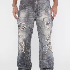 GUESS Originals Printed Panel Carpenter Jeans - Grey