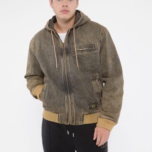 GUESS Originals Sanded Denim Jacket - Brown
