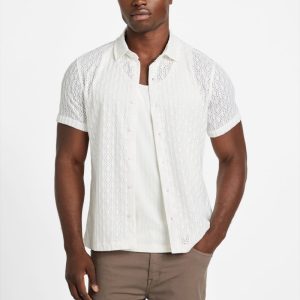 Reeves Perforated Woven Shirt - Beige