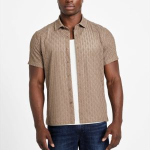 Reeves Perforated Woven Shirt - Beige