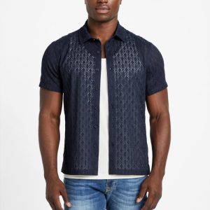 Reeves Perforated Woven Shirt - Black