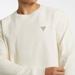 Waffle-Knit Mini Triangle Long-Sleeve Tee - White