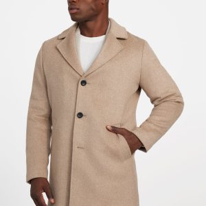 Eco Wool-Blend Fitted Coat - Beige