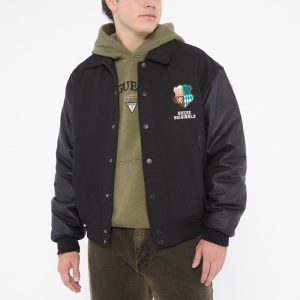 GUESS Originals Crest Letterman Jacket - Black