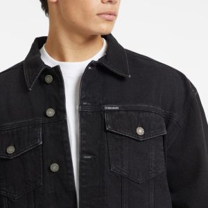 Oversized Denim Trucker Jacket - Black