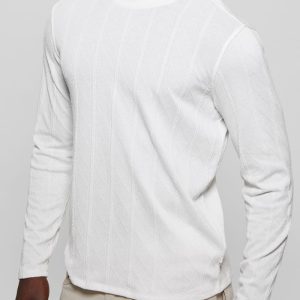 Textured Knit Long-Sleeve Top - White