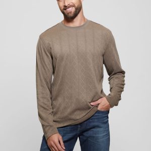 Textured Knit Long-Sleeve Top - Beige