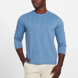 Textured Knit Long-Sleeve Top - Blue