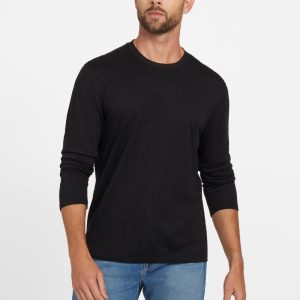 Textured Knit Long-Sleeve Top - Black