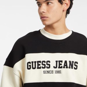 Horizontal Stripe Crewneck Sweatshirt - Black