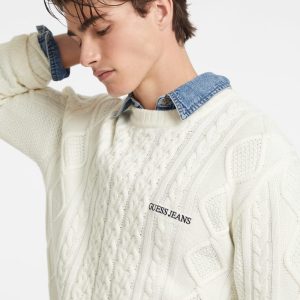 Cable-Knit Wool-Blend Sweater - White