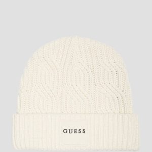 Eco Wool-Blend Cable-Knit Beanie - Off-white
