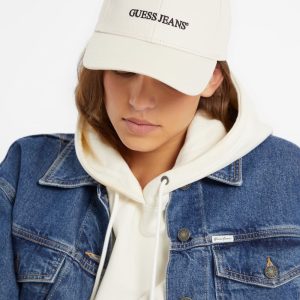Eco GUESS Jeans Logo Baseball Cap - White