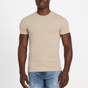 Textured Stripe Tee - Beige