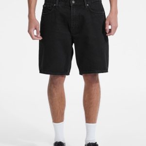 Black Regular Denim Shorts - Black