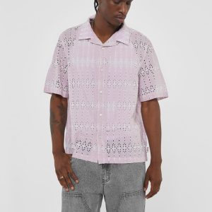 GUESS Originals Embroidered Camp Shirt - Purple