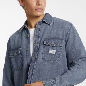 Classic Long-Sleeve Denim Shirt - Blue