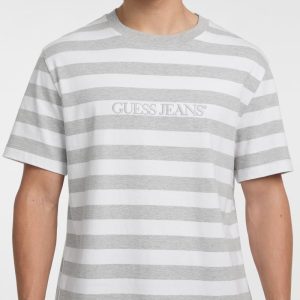 Striped Logo Tee - Grey