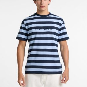 Striped Logo Tee - Blue