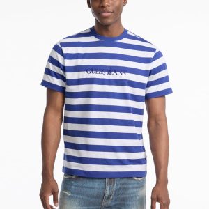 Striped Logo Tee - Blue