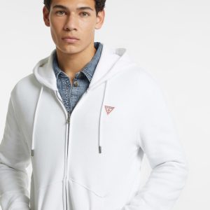 Slim Mini Patch Zip-Up Hoodie - White