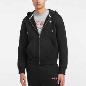 Slim Mini Patch Zip-Up Hoodie - Black