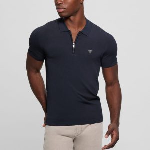 Dane Zip Polo - Blue