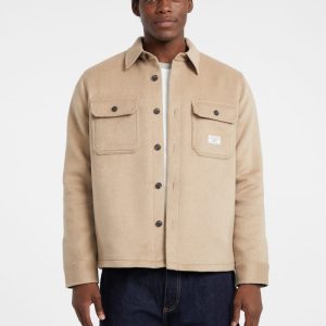 Brushed Wool-Blend Shacket - Beige