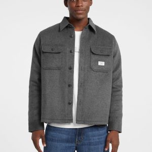 Brushed Wool-Blend Shacket - Gray