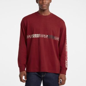 Crewneck Long-Sleeve Logo Tee - Red
