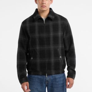 Plaid Wool-Blend Jacket - Black