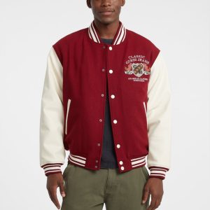 Wool-Blend Letterman Jacket - Red