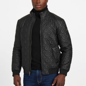 G Chain Quilted Faux-Leather Jacket - Black