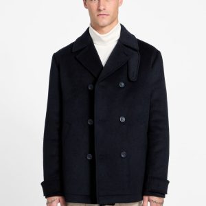 Eco Double-Breasted Wool-Blend Peacoat - Blue