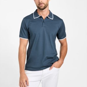 Eco Paul Pique Tipping Polo - Blue